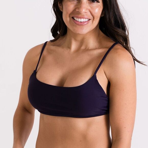 NWT: 2/$12 Small Scoop Bikini Tops in Green Palm and Deep Purple - Picture 6 of 13